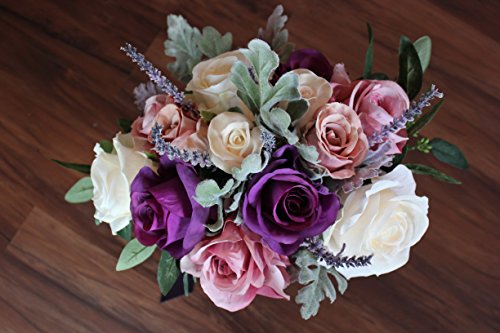 Silky Flower Store Boho Faux Rose Bouquet, Wide Bohemian Floral Arrangement, Decorative Home Centerpiece, 32.5cm 2 2 Product: Boho Wide Bouquet of full roses