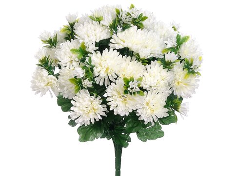15" Mum Bush x24 Cream (Pack of 12) - Artificial Flower Arrangements Product: 15" Mum Bush x24 Cream (Pack of 12)