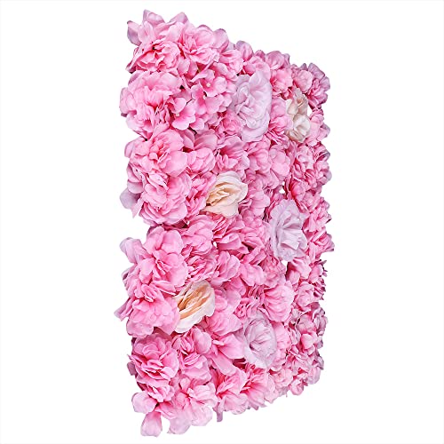 Product: 12Pcs Artificial Silk Rose Flower Wall Panels Fake Flower Rose Hydrangea Wall Panel DIY Floral Decoration Panel Banquet Wedding Party Backdrop Decor (Pink Dahlia + Champagne + Pink Rose)