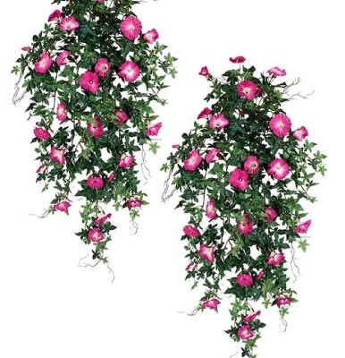 Product: Arcadia Silk Plantation 40" Morning Glory Artificial Hanging Flower Bushes, with No Pot, (Pack of 6)