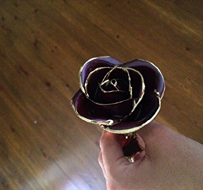 Product: Gold-Trimmed Purple Preserved Rose