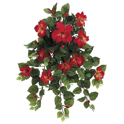 Product: 26" Hibiscus Hanging Bush x13 w/216 Lvs. Tomato Red (Pack of 4)