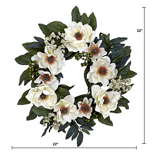 Silky Flower Store Artificial Magnolia Wreath White, Nearly Natural 4793, 22in. 3 3 Product: Nearly Natural 4793 22in. Magnolia Wreath,White