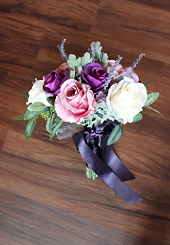 Silky Flower Store Boho Faux Rose Bouquet, Wide Bohemian Floral Arrangement, Decorative Home Centerpiece, 32.5cm 1 1 Product: Boho Wide Bouquet of full roses