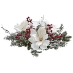 Product: Nearly Natural Frosted Magnolia & Berry Artificial Arrangement Candelabrum