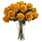 Product: Nearly Natural Blooming Roses with Vase