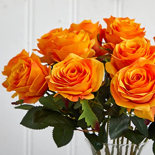 Silky Flower Store Artificial Rose Arrangement with Vase, Faux Water Floral Decor, Nearly Natural Blooming Roses, 18in H 2 2 Product: Nearly Natural Blooming Roses with Vase