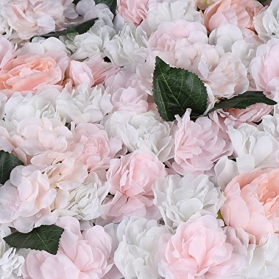 Product: LOYALHEARTDY 6 pcs Flower Wall Panel Artificial Flower Backdrop Silk Flower Bouquet Wall for Home Turf Wedding Party Venue Background Wall Decor（Dahlia,Champagne, Peonies, Leaves）