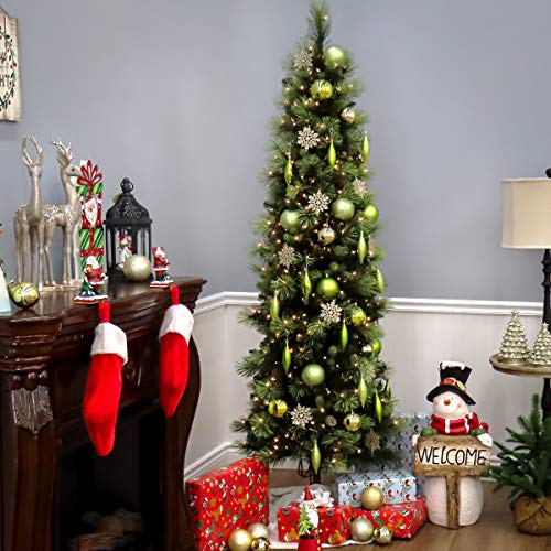 Product: National Tree Company Pre-lit Artificial Christmas Tree | Includes Pre-strung White Lights and Stand | Carolina Pine Slim - 7.5 ft, Green