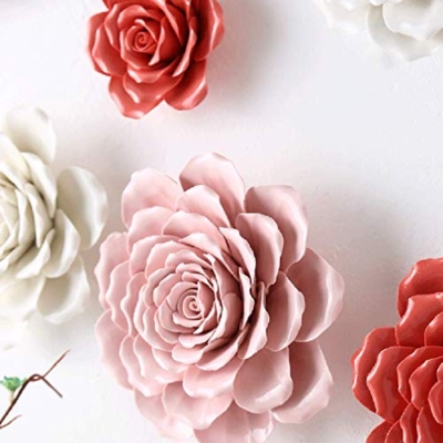 Silky Flower Store Ceramic 3D Rose Wall Décor, White Floral Wall Art, ALYCASO, Indoor Home Accent, 7.08 inch 8 8 Product: ALYCASO Rose Ceramic Flower Wall Décor Artificial 3D Flower Wall Art for Living Room Home Hallway Bedroom Kitchen Farmhouse Bathroom Dining Room, White, 7.08 inch