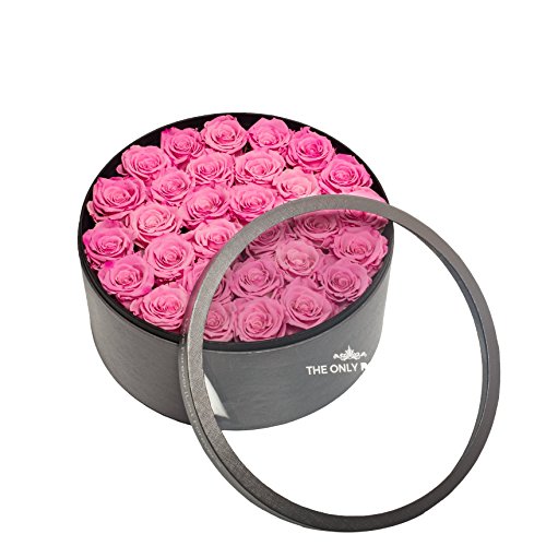 Silky Flower Store Preserved Roses Round Grey Gift Box Pink, Large, Long Lasting Faux Floral Decor, 32.5cm 2 2 Product: The Only Roses Preserved Roses in Round-Shaped Grey Gift Box | Real Roses That Will Last at Least A Year Love Forever Last Forever (Pink, Large)