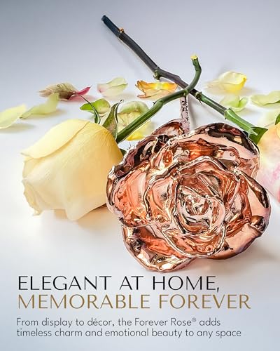 Product: Forever Rose Real Rose Dipped in Rose Gold, Handcrafted Preserved Rose in Luxury Gold Gift Box, Romantic Gift for Her, Elegant Keepsake for Anniversary, Birthday, or Any Special Occasion