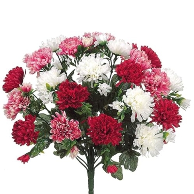 Product: 15" Silk Mum Flower Bush -Red/Rose (Pack of 12)