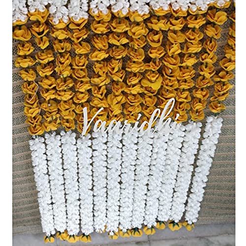 Product: Vaaridhi Artificial Flowers for Home Wendding Decorations 6FT Mogra with Yellow Rose Hangings Pack of 10