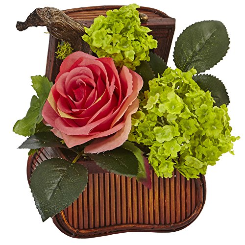 Silky Flower Store Nearly Natural Rose Mini Greenery Silk Arrangement, Faux Floral Decor, Wooden Chest Centerpiece, 7.25in H x 8in W x 7in D 1 1 Product: Nearly Natural Rose and Mini Greenery Silk Arrangement, Multi, 3 Piece