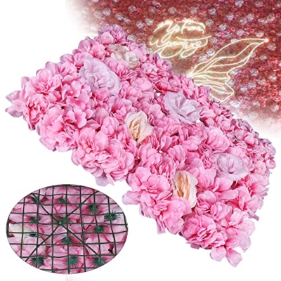 Product: 12Pcs Artificial Silk Rose Flower Wall Panels Fake Flower Rose Hydrangea Wall Panel DIY Floral Decoration Panel Banquet Wedding Party Backdrop Decor (Pink Dahlia + Champagne + Pink Rose)