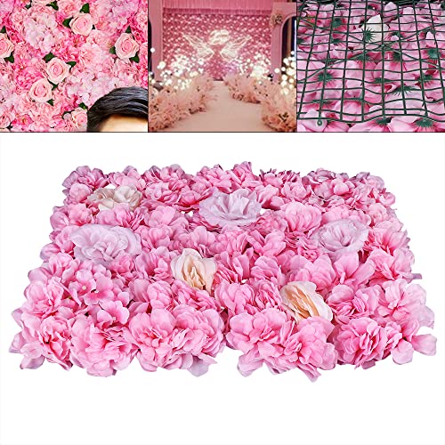 Product: 12Pcs Artificial Silk Rose Flower Wall Panels Fake Flower Rose Hydrangea Wall Panel DIY Floral Decoration Panel Banquet Wedding Party Backdrop Decor (Pink Dahlia + Champagne + Pink Rose)