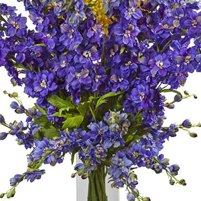 Product: Nearly Natural 1423-YP Delphinium & Foxtail Silk Floral Arrangement, H