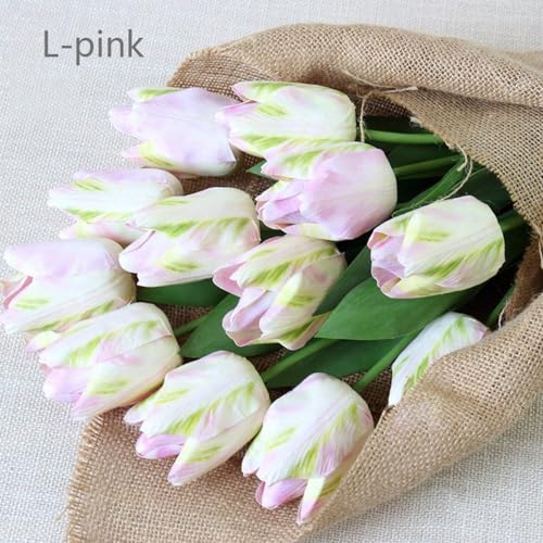 Product: 12 Heads Real Touch Tulip Bouquet,Artificial Flower Bundle for Wedding Party Decor Table Floral Centerpiece(NO VASE) for Wedding/Home Decoration(10stems,Pink)