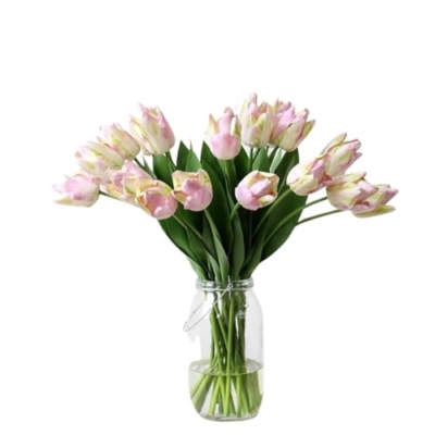 Product: 12 Heads Real Touch Tulip Bouquet,Artificial Flower Bundle for Wedding Party Decor Table Floral Centerpiece(NO VASE) for Wedding/Home Decoration(10stems,Pink)