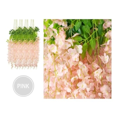 Product: 12 Pcs Artificial Flowers Silk Wisteria Vine Fake Silk Hanging Flower for Wedding Party Garden Outdoor Greenery Home(A)