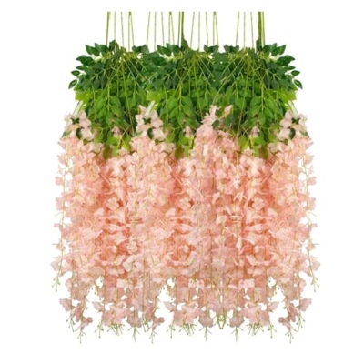 Product: 12 Pcs Artificial Flowers Silk Wisteria Vine Fake Silk Hanging Flower for Wedding Party Garden Outdoor Greenery Home(A)