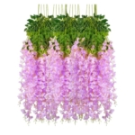 Product: 12 Pcs Artificial Flowers Silk Wisteria Vine Fake Silk Hanging Flower for Wedding Party Garden Outdoor Greenery Home(B)