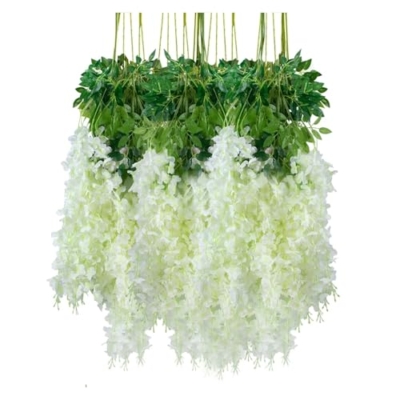 Product: 12 Pcs Artificial Flowers Silk Wisteria Vine Fake Silk Hanging Flower for Wedding Party Garden Outdoor Greenery Home(C)