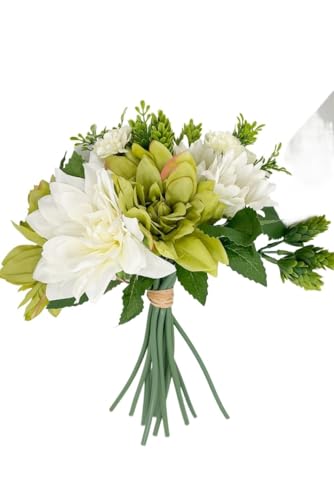 12PCS Handmade Dahlia, Sunflowers Bouquet, Green White Artificial Flower for Wedding Home Decoration (NO VASE) for Wedding/Home Decoration - Artificial Flower Arrangements Product: 12PCS Handmade Dahlia, Sunflowers Bouquet, Green White Artificial Flower for Wedding Home Decoration (NO VASE) for Wedding/Home Decoration