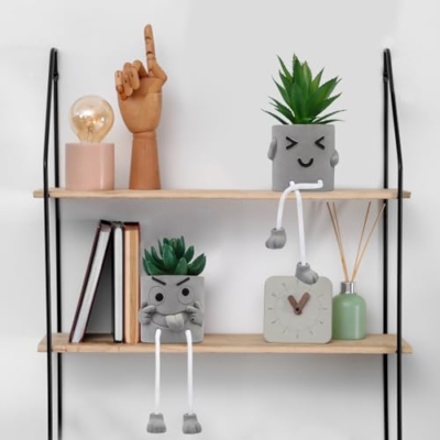 Product: 2 Pcs Plastic Fake Plants with Cement Potted, Artificial Plants Indoor, Small Artificial Plants in Pots, Mini Fake Succulents Plants for Office Desk Bedroom Bathroom Home Decoration Accessories