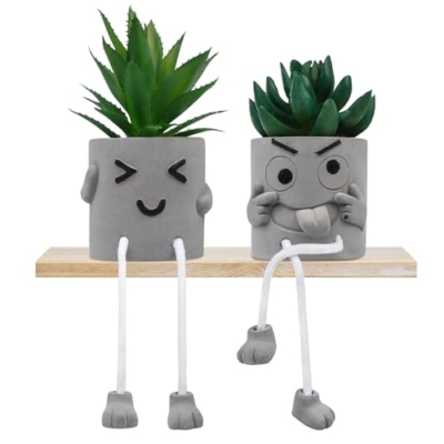 Product: 2 Pcs Plastic Fake Plants with Cement Potted, Artificial Plants Indoor, Small Artificial Plants in Pots, Mini Fake Succulents Plants for Office Desk Bedroom Bathroom Home Decoration Accessories