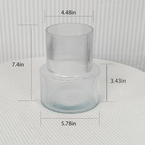 Product: 20 Artificial Tulips in Fluted Glass Vase, Waterproof Faux Flowers Bouquet for Wedding Home Office Decor, Table Centerpiece, Housewarming Birthday Gift Set (White)