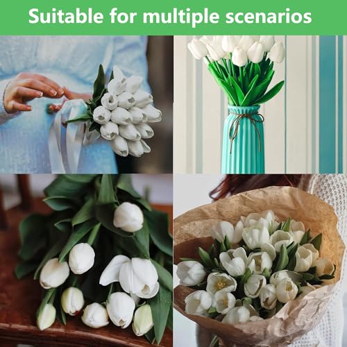 Silky Flower Store Artificial Tulips White Cream Faux Flowers, Graves Garden Outdoors Vase, 20 PCS, 20cm 4 4 Product: 20 PCS Artificial Tulips, Artificial Flowers for Graves, Decoration, Garden and Outdoors, Fake Tulips Faux Flowers That Look Real Artificial Flowers in Vase White Artificial Flowers Gift Tulips Cream
