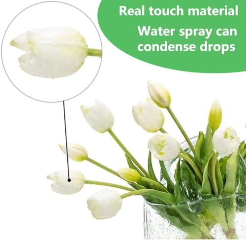 Silky Flower Store Artificial Tulips White Cream Faux Flowers, Graves Garden Outdoors Vase, 20 PCS, 20cm 3 3 Product: 20 PCS Artificial Tulips, Artificial Flowers for Graves, Decoration, Garden and Outdoors, Fake Tulips Faux Flowers That Look Real Artificial Flowers in Vase White Artificial Flowers Gift Tulips Cream