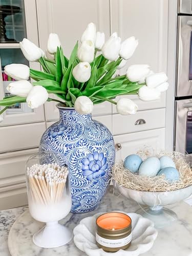 Silky Flower Store Artificial Tulips White Cream Faux Flowers, Graves Garden Outdoors Vase, 20 PCS, 20cm 6 6 Product: 20 PCS Artificial Tulips, Artificial Flowers for Graves, Decoration, Garden and Outdoors, Fake Tulips Faux Flowers That Look Real Artificial Flowers in Vase White Artificial Flowers Gift Tulips Cream