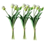 Product: 3 Bunches Artificial Tulip Bouquet, Real Touch Flower Bundle for Home Decor Wedding Party DIY Bouquet for Wedding/Home Decoration