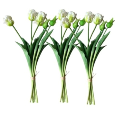 Product: 3 Bunches Artificial Tulip Bouquet, Real Touch Flower Bundle for Home Decor Wedding Party DIY Bouquet for Wedding/Home Decoration