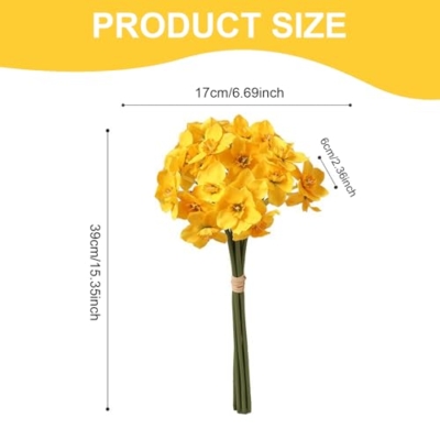 Product: JZLEJC 1 Bundle of Daffodils, 15x7 Yellow Artificial Realistic Daffodils Low Maintenance Long Lasting Silk Flowers for Decoration