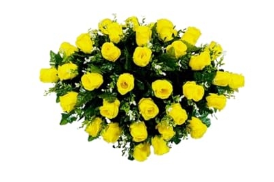 Product: Jucgghk Vivid and Realistic Floral Art 28" Yellow Roses Artificial Flowers, Fake Headstone Saddle, Sympathy Floral Arrangements for Outdoor Gravestone Decorations