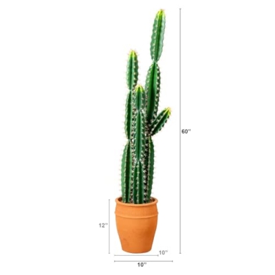Silky Flower Store Artificial Cactus Terracotta Planter, Nearly Natural Faux Succulent, Desert Style Home Decor, 5ft. 8 8 Product: Nearly Natural 5ft. Artificial Cactus in Terracotta Planter