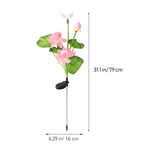 Product: Landscape Lighting LEDs Color-Changing Solar Lotus Flower and Dragonfly for Garden Pathway Decoration