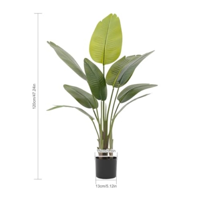 Product: 2Pcs Artificial Bird of Paradise Palm Tree, 47.3 Inch Artificial Outdoor Trees No Maintenance Silk Fabric Faux Indoor Flower with Red Flowers & Green Leaves for Home Indoor Outdoor Office - White