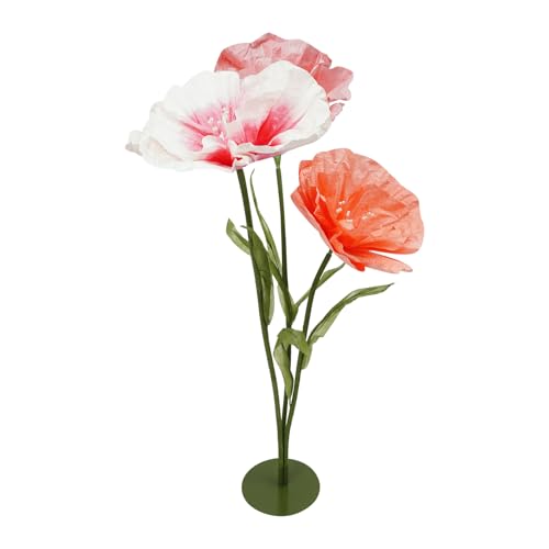 Product: NTNOEA Giant Artificial Flowers Set of 3-55 Inch Tall Large Crepe Paper Flowers with Stand, Oversized Fake Flowers for Wedding Decor, Photo Backdrop, Party Centerpiece (Pink/Peach/Orange)