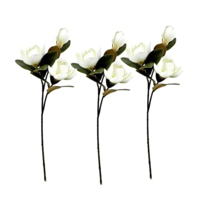 Product: 3PCS White Real Touch 3 Heads Magnolia Stem,30" Realistic Artificial Flower for Wedding Table DIY Floral Arrangement Party Home Decor(NO VASE) for Wedding/Home Decoration