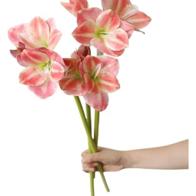Product: ZXDdxjiu Faux Flowers,Fake Flowers, Artificial Amaryllis Flowers, 21.5 inches, Red, White, Pink, Set of 3, Faux Lilies for Wedding, Home, Office, Hotel Decor(White)