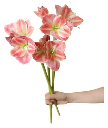 Product: ZXDdxjiu Faux Flowers,Fake Flowers, Artificial Amaryllis Flowers, 21.5 inches, Red, White, Pink, Set of 3, Faux Lilies for Wedding, Home, Office, Hotel Decor(White)