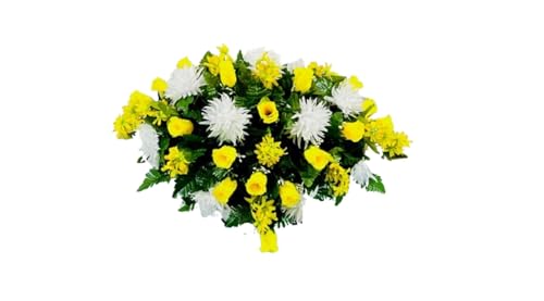 Product: Jucgghk Vivid and Realistic Floral Art 28" Yellow Flowers,Realistic Vibrant Flowers, Outdoor Grave Decorations for Headstone