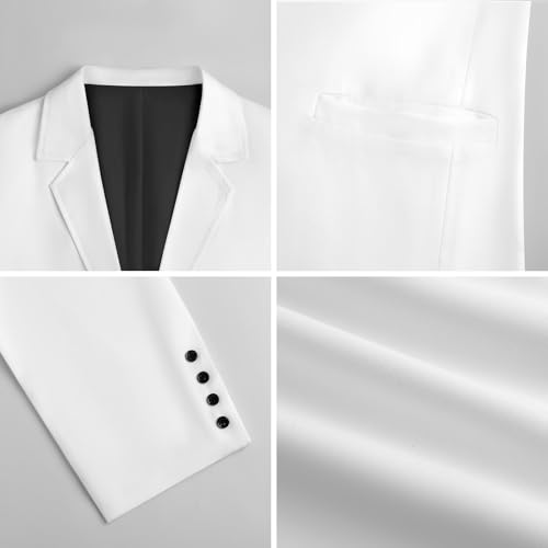 Product: Hummingbird White Carnation Flower Men's Slim Suit Long-Sleeve Prom Tuxedo Classic Two Button Business Jacket XL