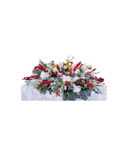 Product: Jucgghk Vivid and Realistic Floral Art Christmas Cemetery Flowers, Headstone Saddle Arrangement, Christmas Headstone Saddle for Headstone