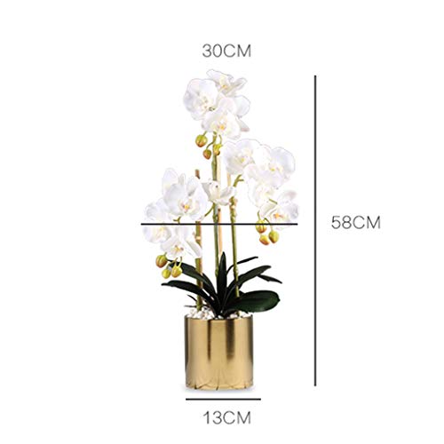 Product: 3 Heads White Artificial Orchid Flowers with Vase Set Faked Silk Flower Plant Artificial White Phalaenopsis for Home Decor Table Centerpiece Office Wedding Party Decoration